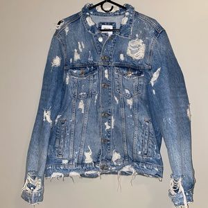 ZARA Ripped Denim Jacket - Large